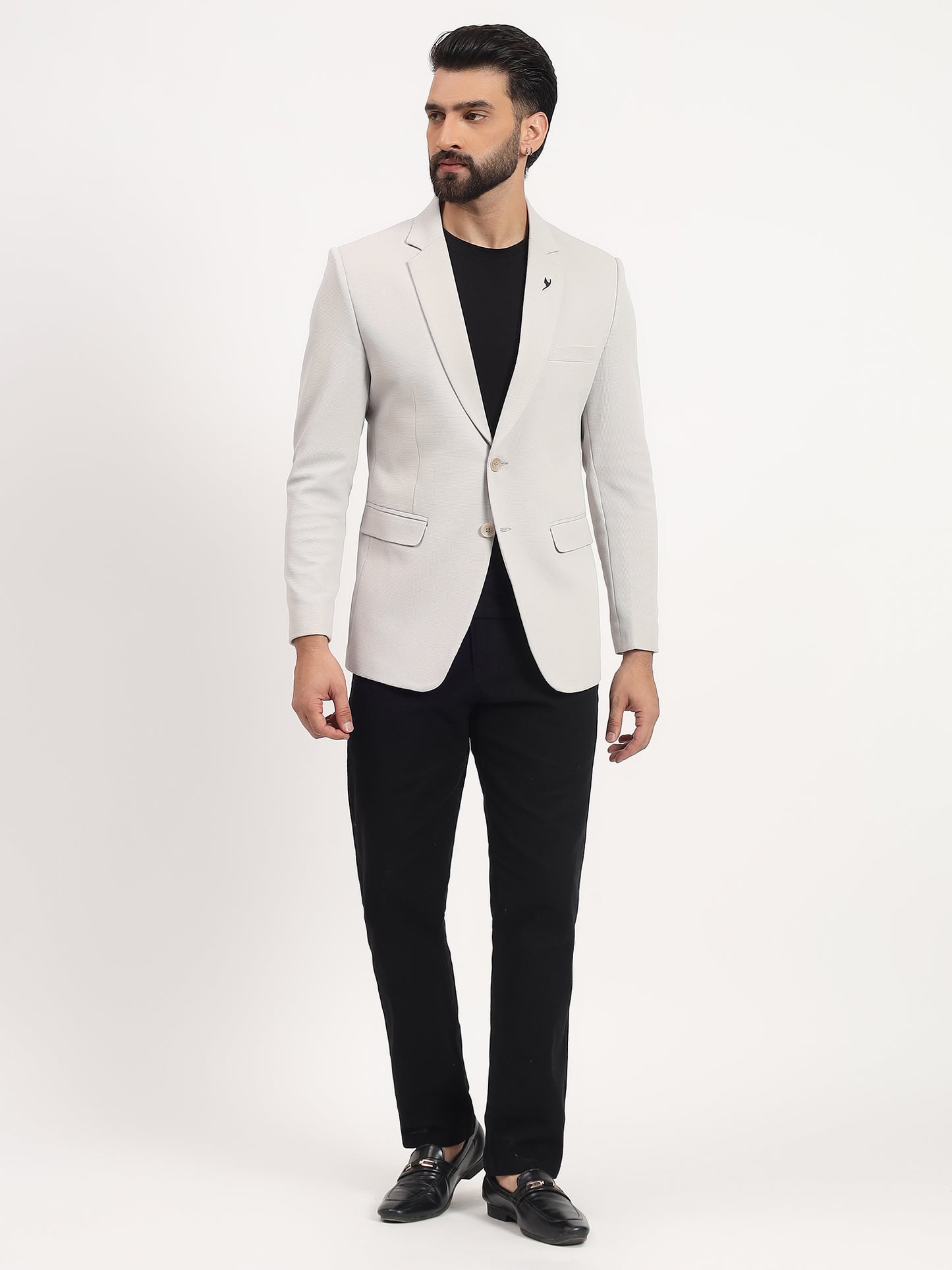 Men’s Off-White Stretchable Casual Blazer – Elegant Modern Style