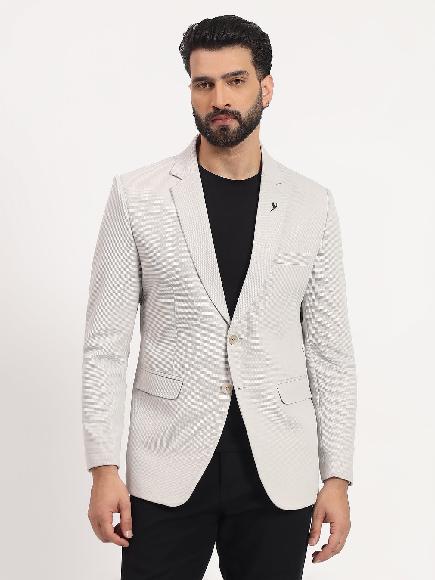Men’s Off-White Stretchable Casual Blazer – Elegant Modern Style