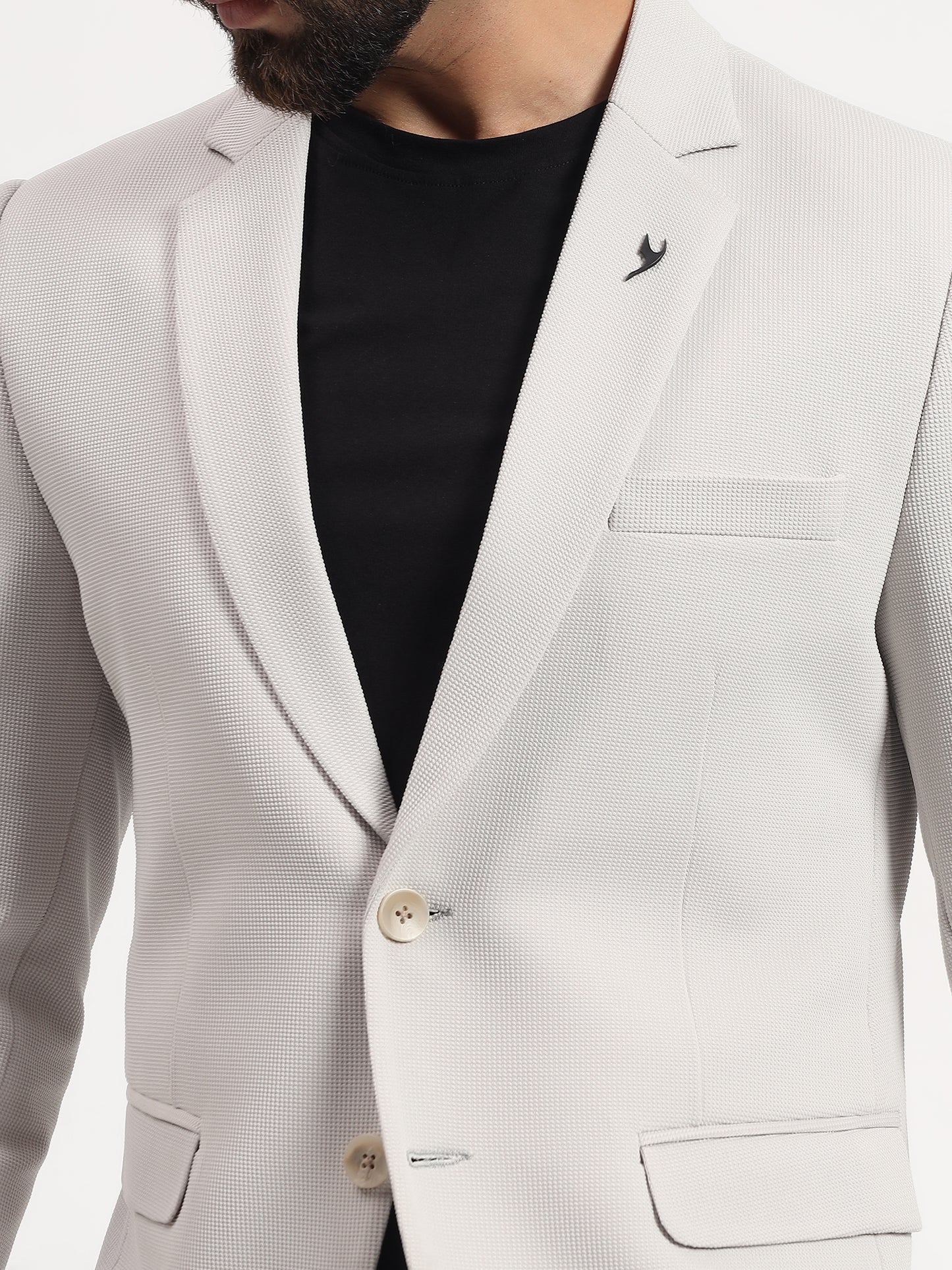 Men’s Off-White Stretchable Casual Blazer – Elegant Modern Style