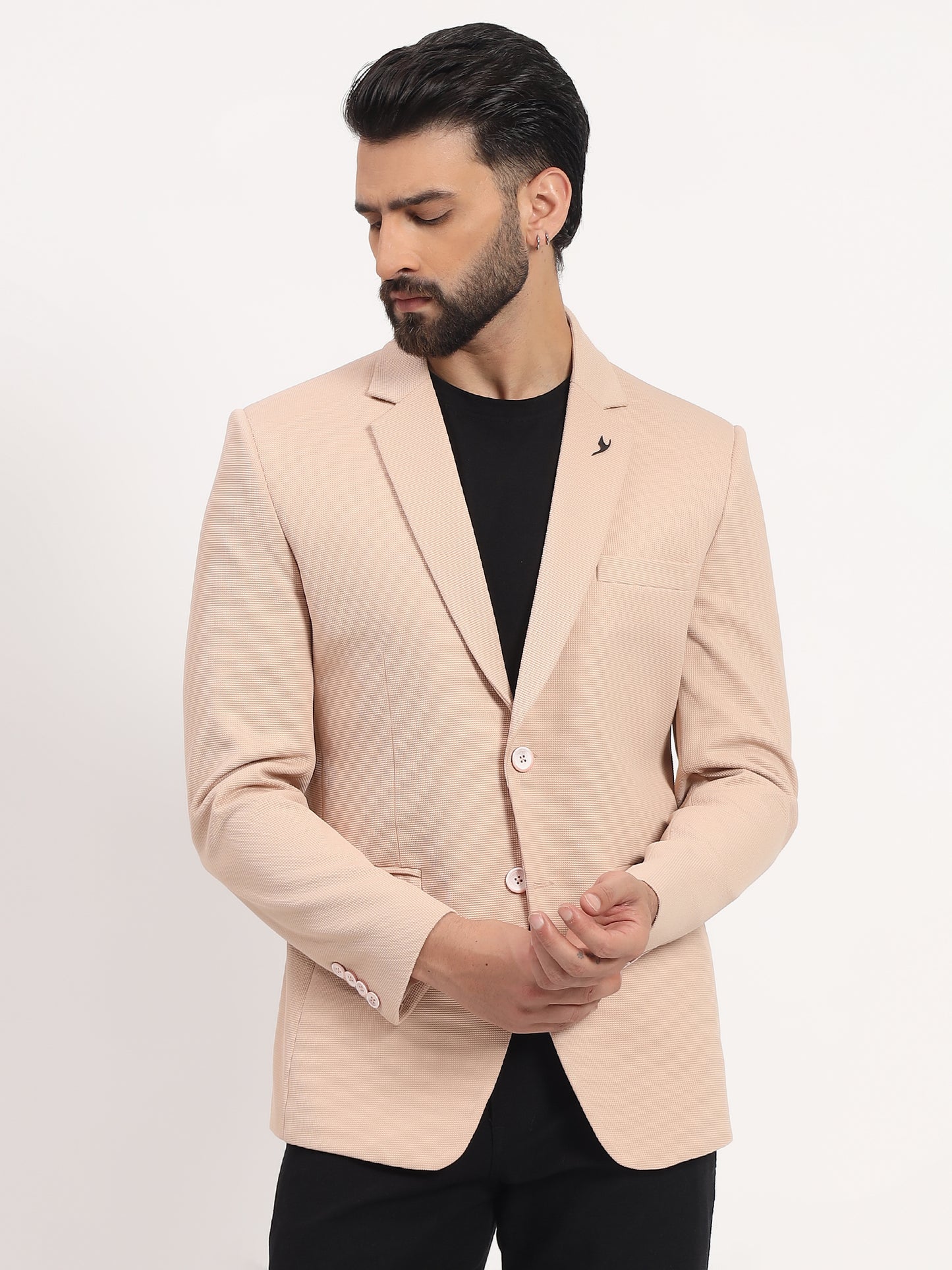 Men’s Warm Peach Stretchable Casual Blazer – Fresh Modern Style