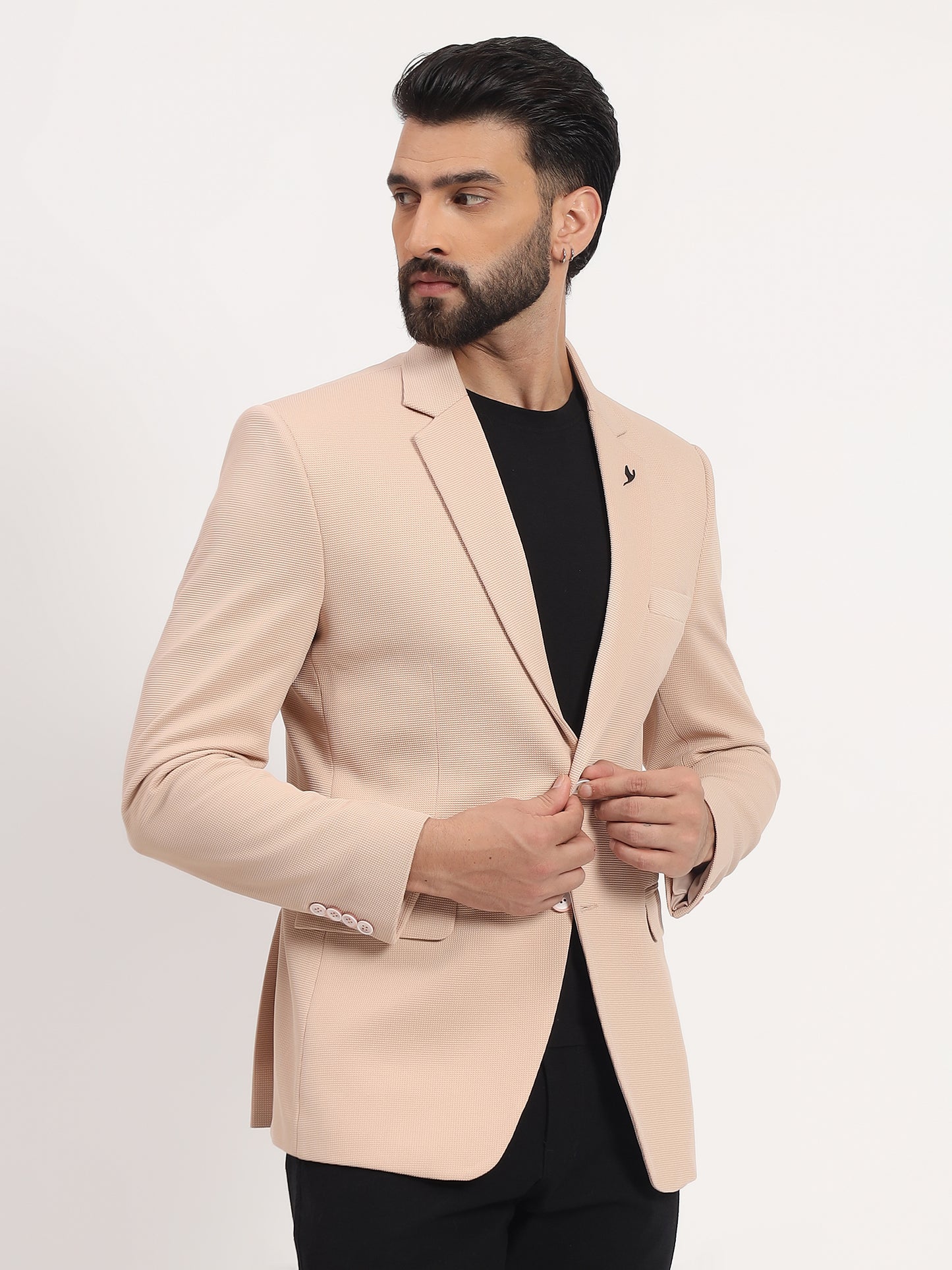 Men’s Warm Peach Stretchable Casual Blazer – Fresh Modern Style