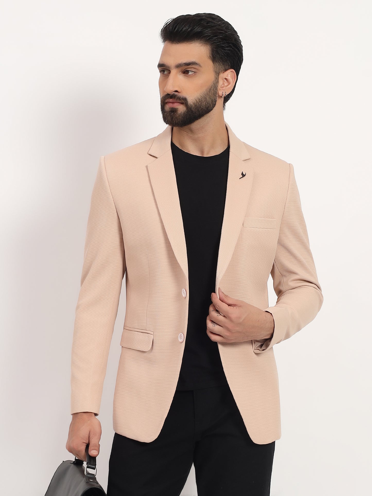 Men’s Warm Peach Stretchable Casual Blazer – Fresh Modern Style