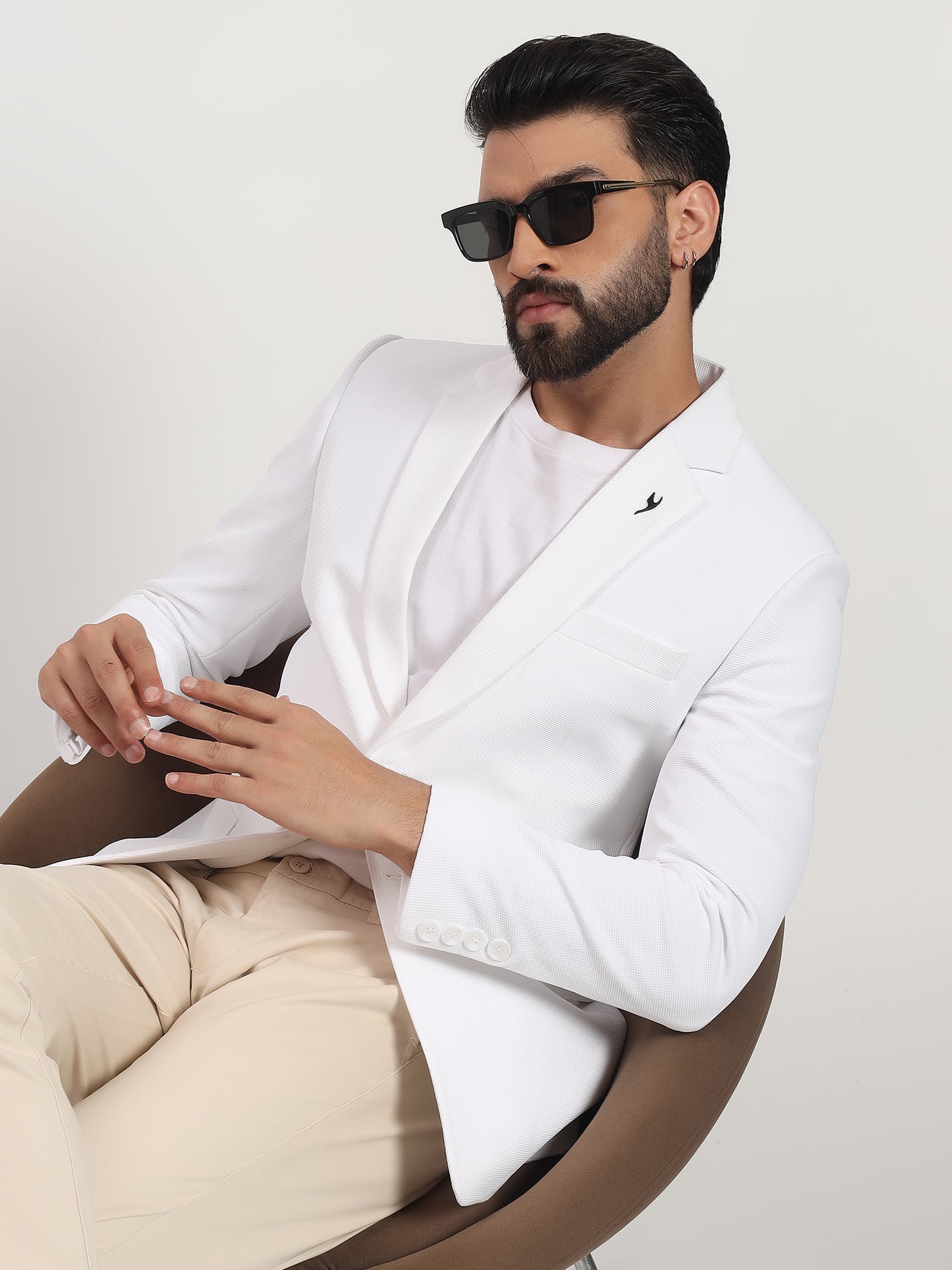 Men’s White Stretchable Casual Blazer – Clean Modern Style