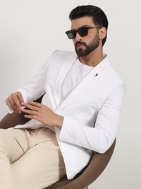 Men’s White Stretchable Casual Blazer – Clean Modern Style