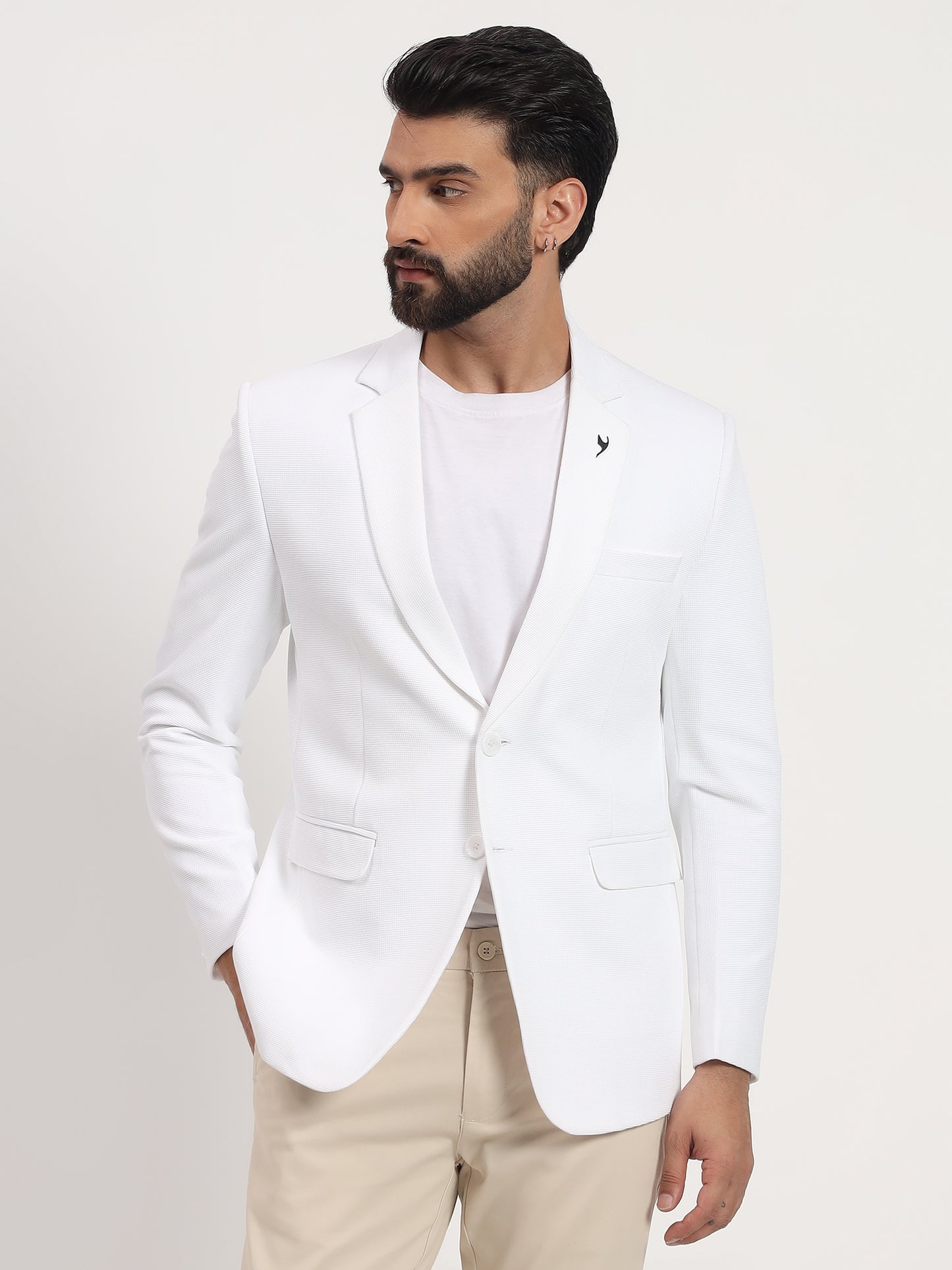 Men’s White Stretchable Casual Blazer – Clean Modern Style