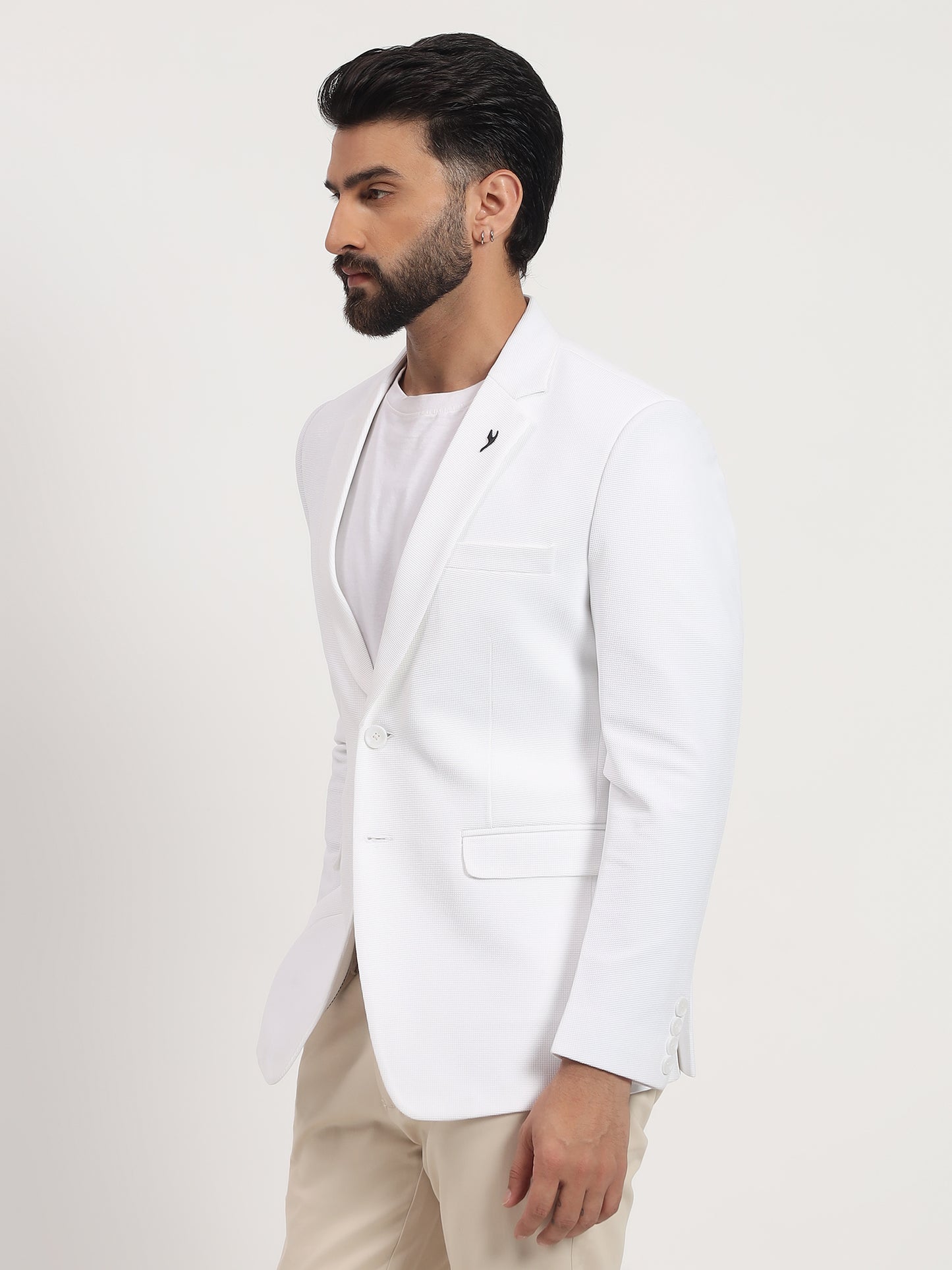 Men’s White Stretchable Casual Blazer – Clean Modern Style
