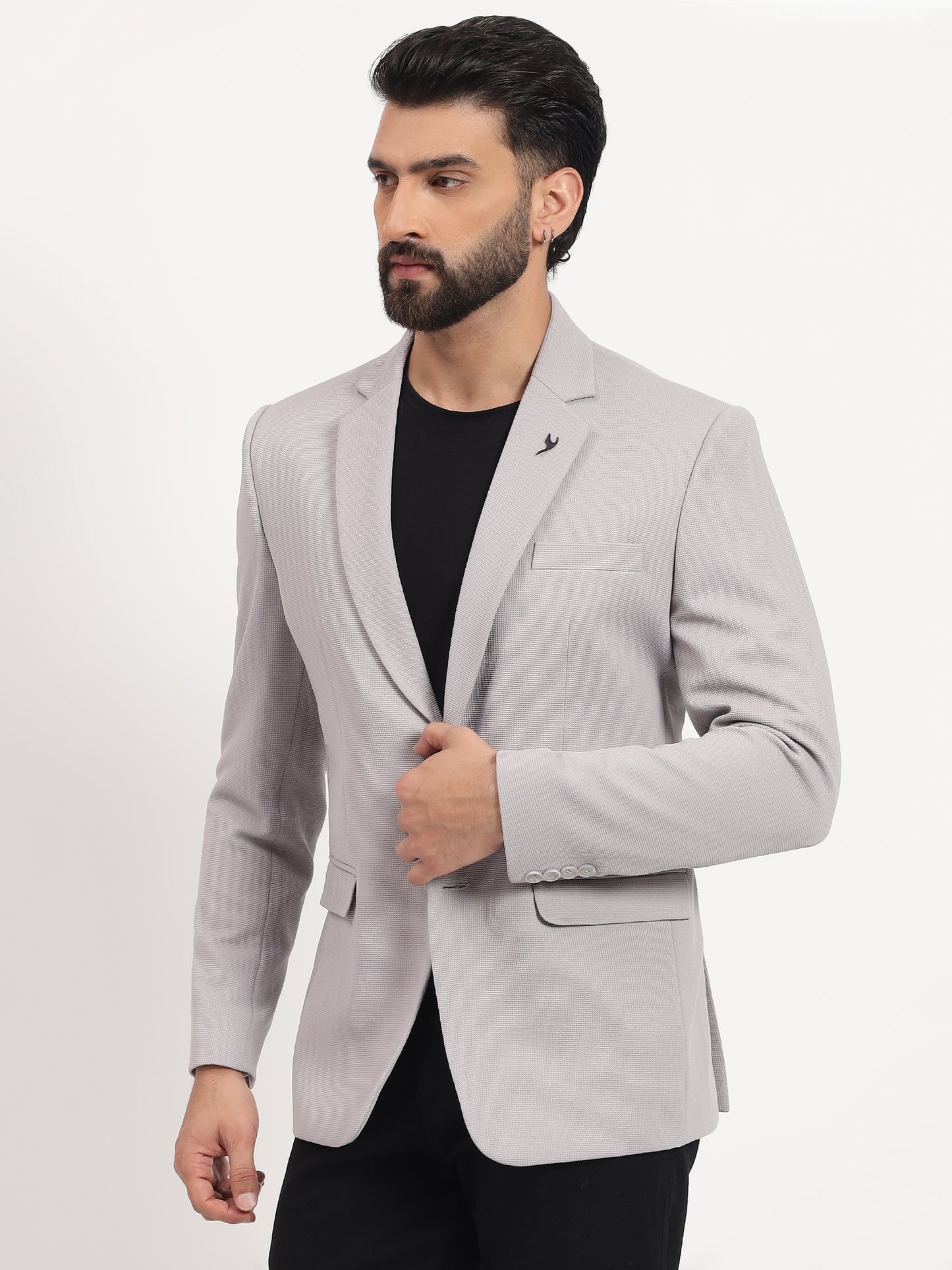 Men’s Grey Stretchable Casual Blazer – Modern Everyday Style
