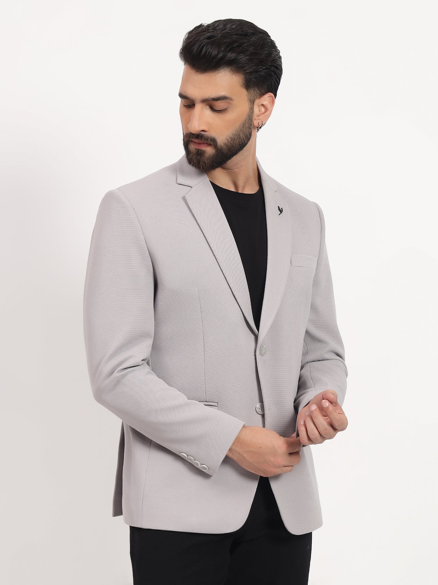 Men’s Grey Stretchable Casual Blazer – Modern Everyday Style