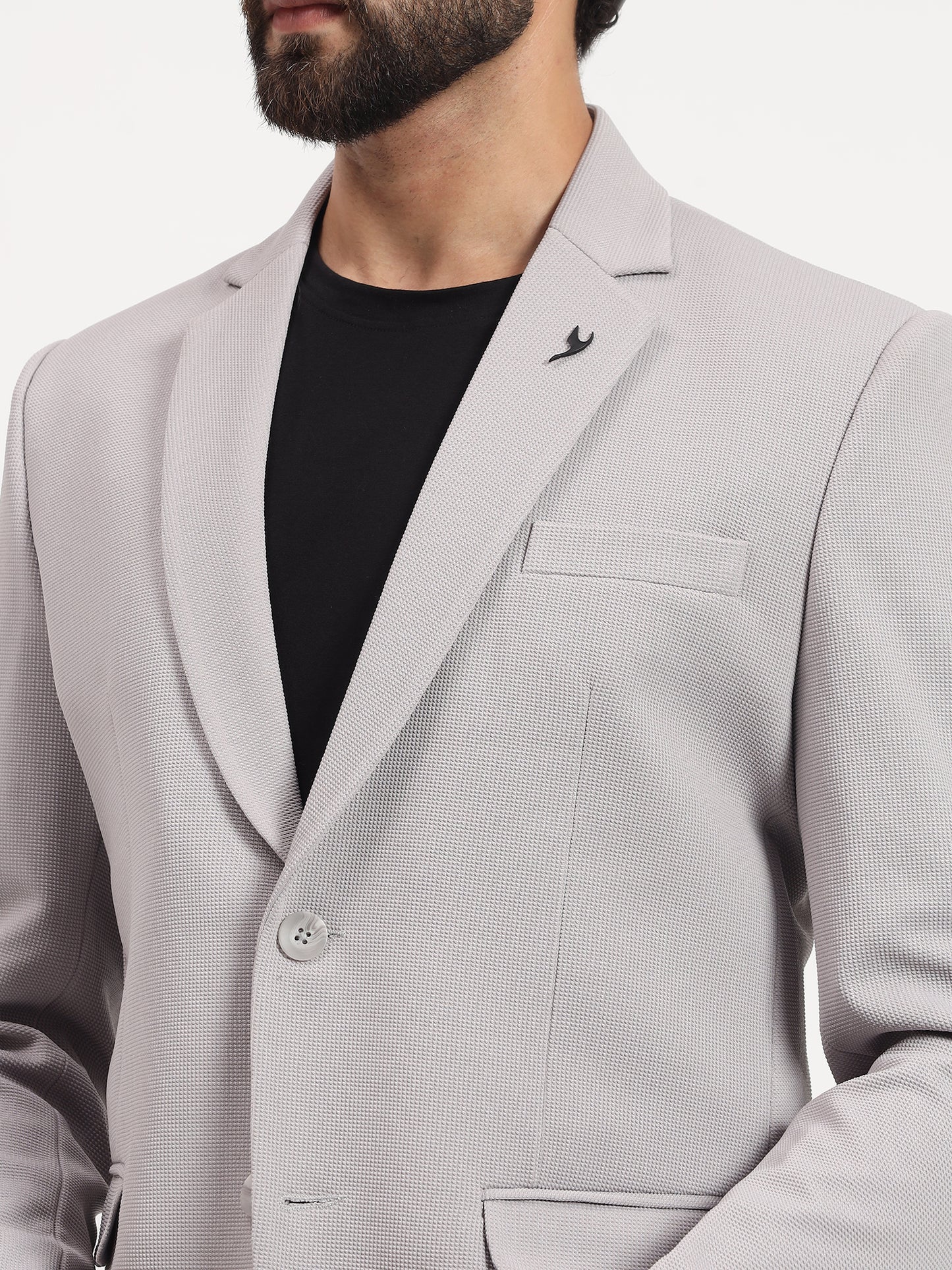 Men’s Grey Stretchable Casual Blazer – Modern Everyday Style