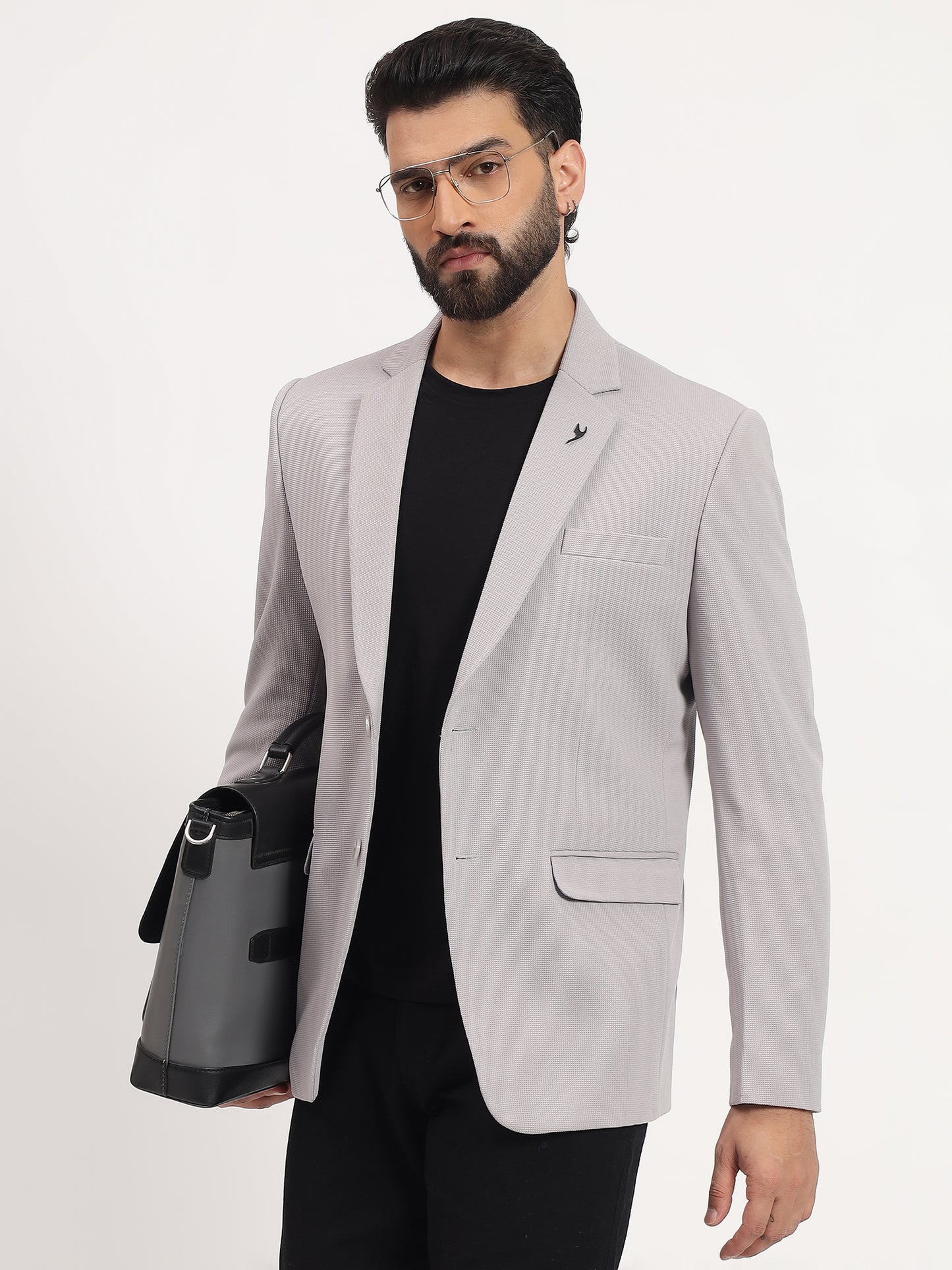 Men’s Grey Stretchable Casual Blazer – Modern Everyday Style