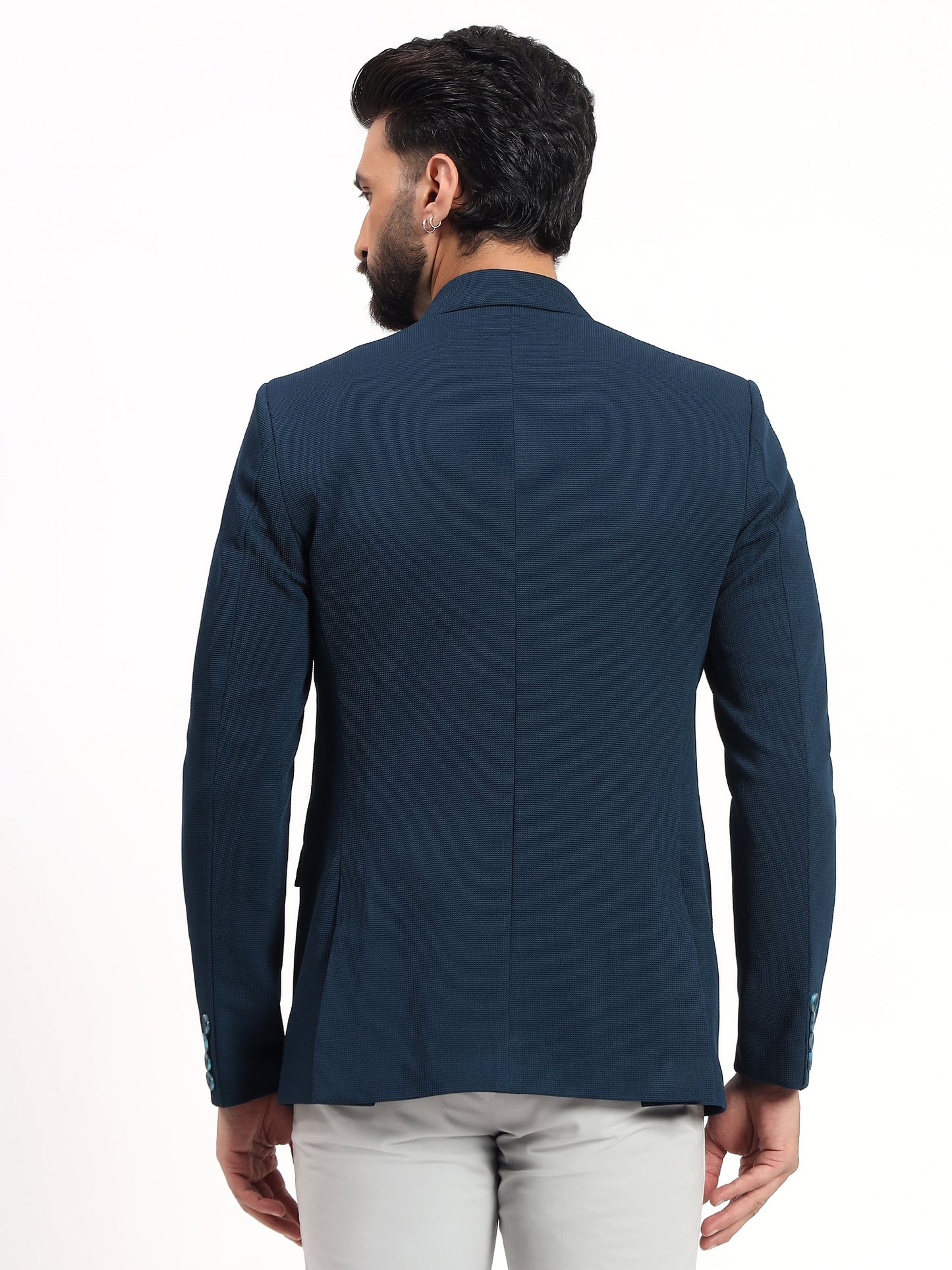 Men’s Peacock Green Stretchable Casual Blazer – Bold Modern Style