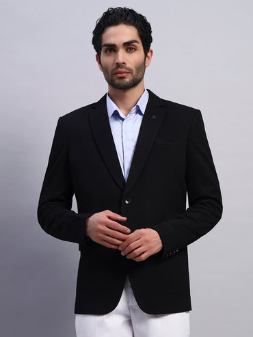 Men’s Black Slim Fit Single-Breasted Office and Party Wear Blazer