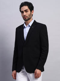 Men’s Black Slim Fit Single-Breasted Office and Party Wear Blazer