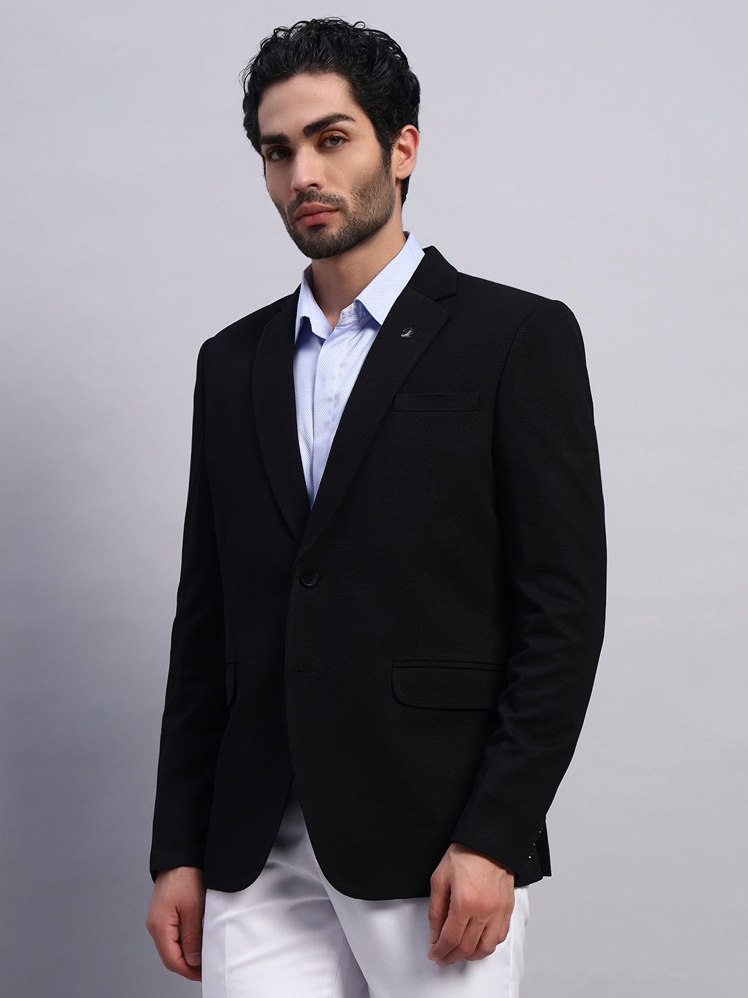 Men’s Black Slim Fit Single-Breasted Office and Party Wear Blazer