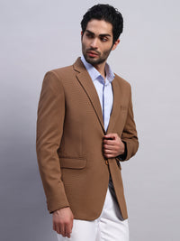 Men’s Brown Slim Fit Single-Breasted Office and Party Wear Blazer