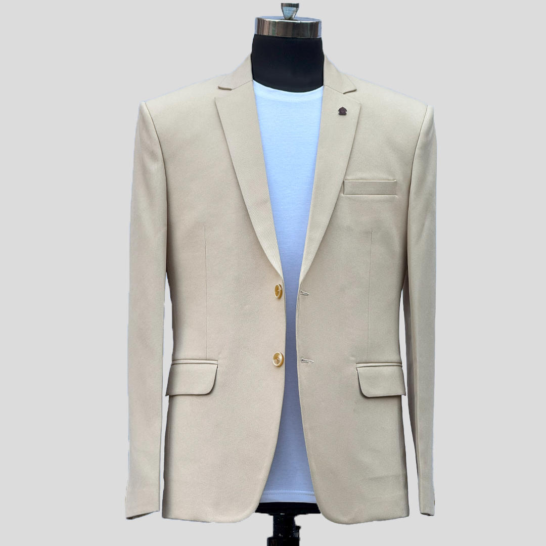 Darelooks Men Solid Single Breasted Blazer For Men's ( Beige )