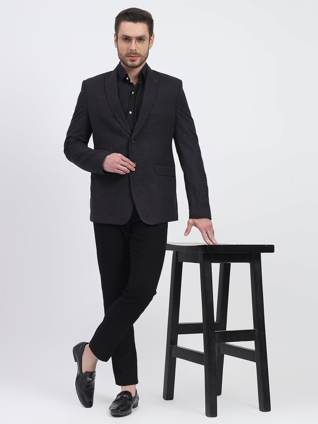 Darelooks Men's Classic Woolen Blazer for Office & Formal Wear (Shadow Gray)