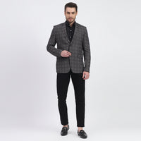 Darelooks Men's Check Black Tweed Blazer