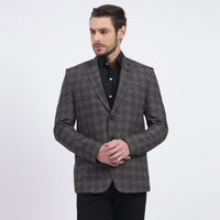 Darelooks Men's Check Black Tweed Blazer