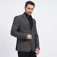 Darelooks Men's Check Black Tweed Blazer