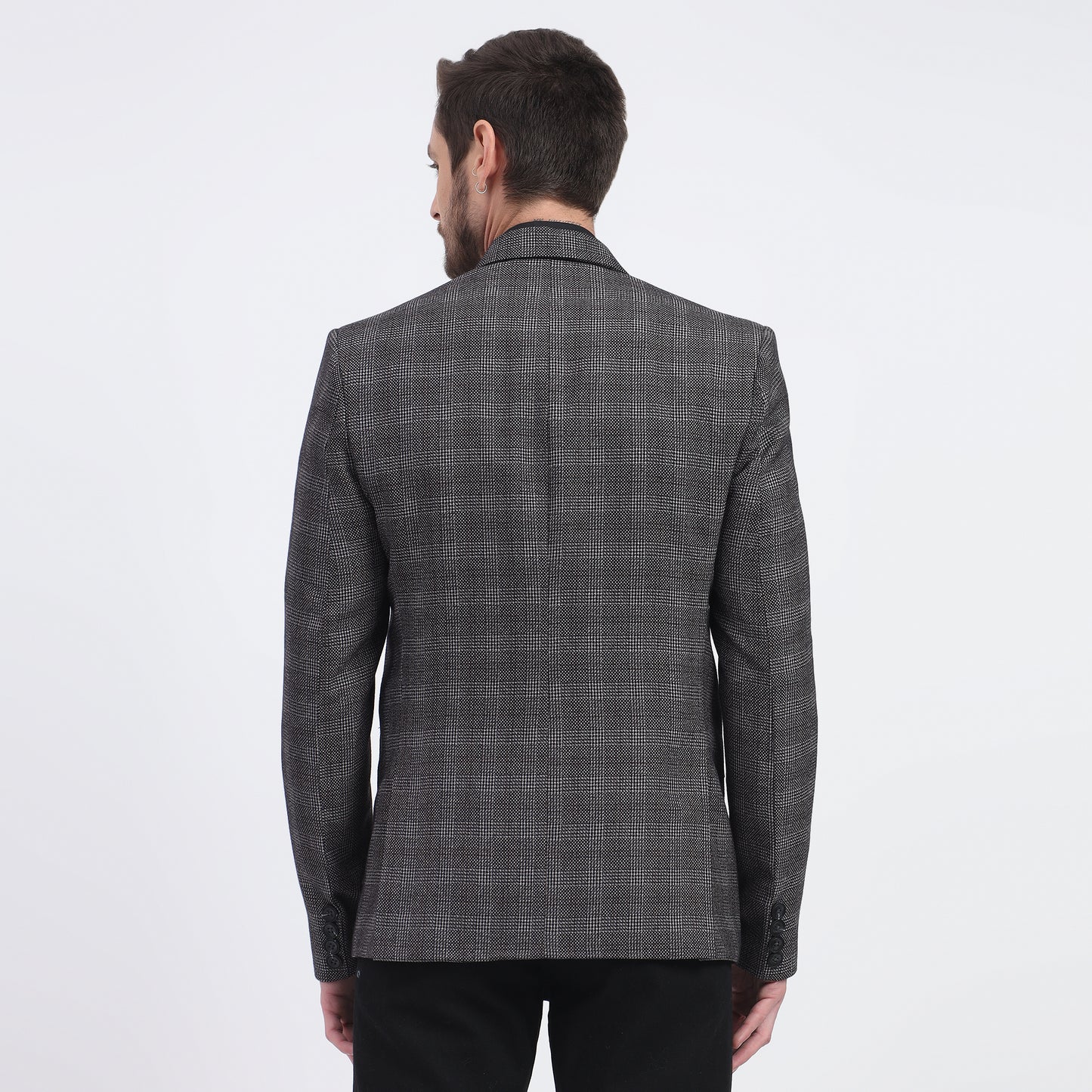 Darelooks Men's Check Black Tweed Blazer