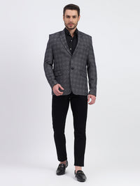 Darelooks Men's Slim Fit Checked Tweed Blazer for Office Wear (Blue)