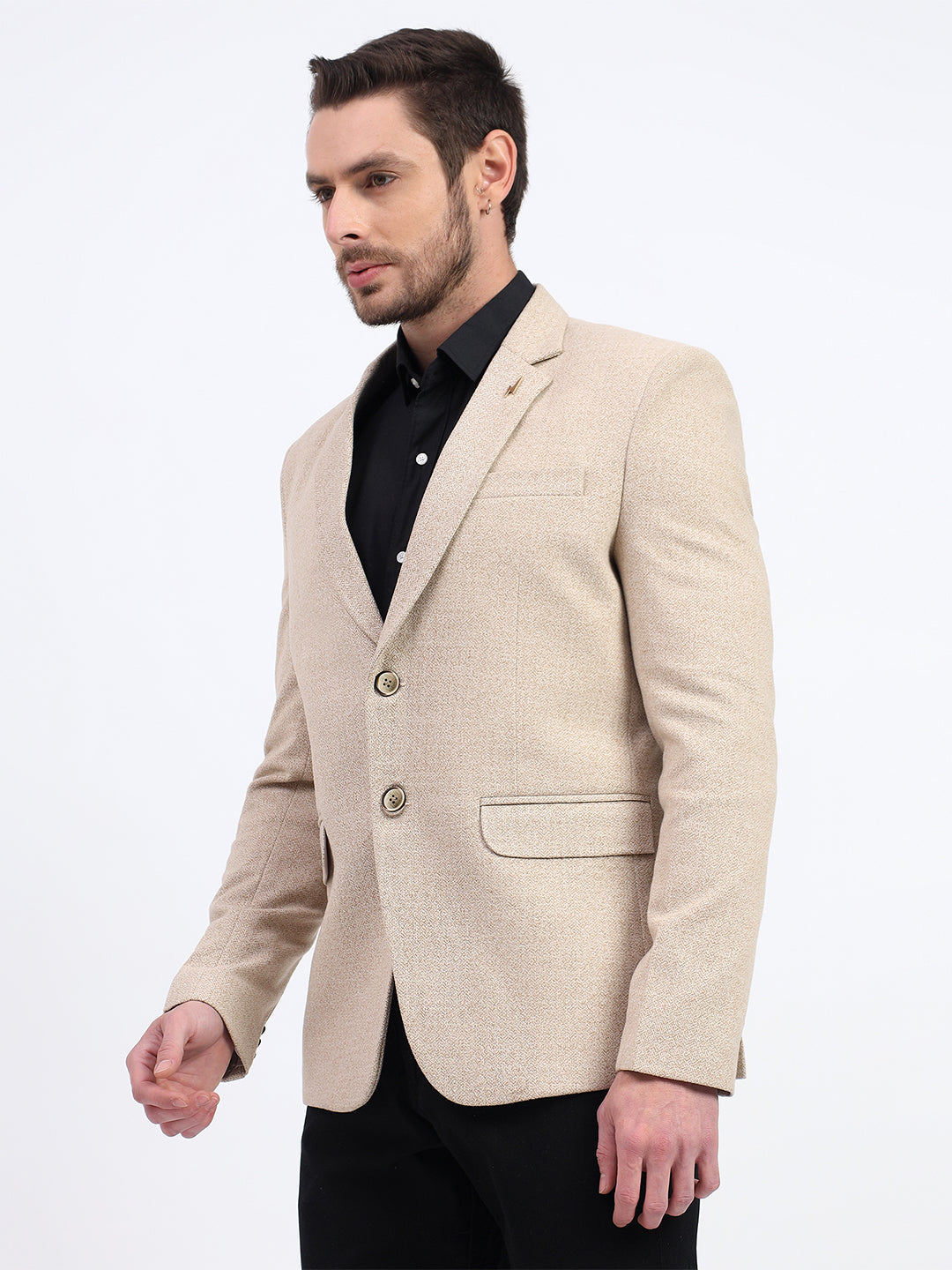Darelooks Men's Classic Tweed Blazer for Office & Formal Wear (Light Brown)
