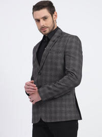 Darelooks Men's Slim Fit Checked Tweed Blazer for Office Wear (Black)