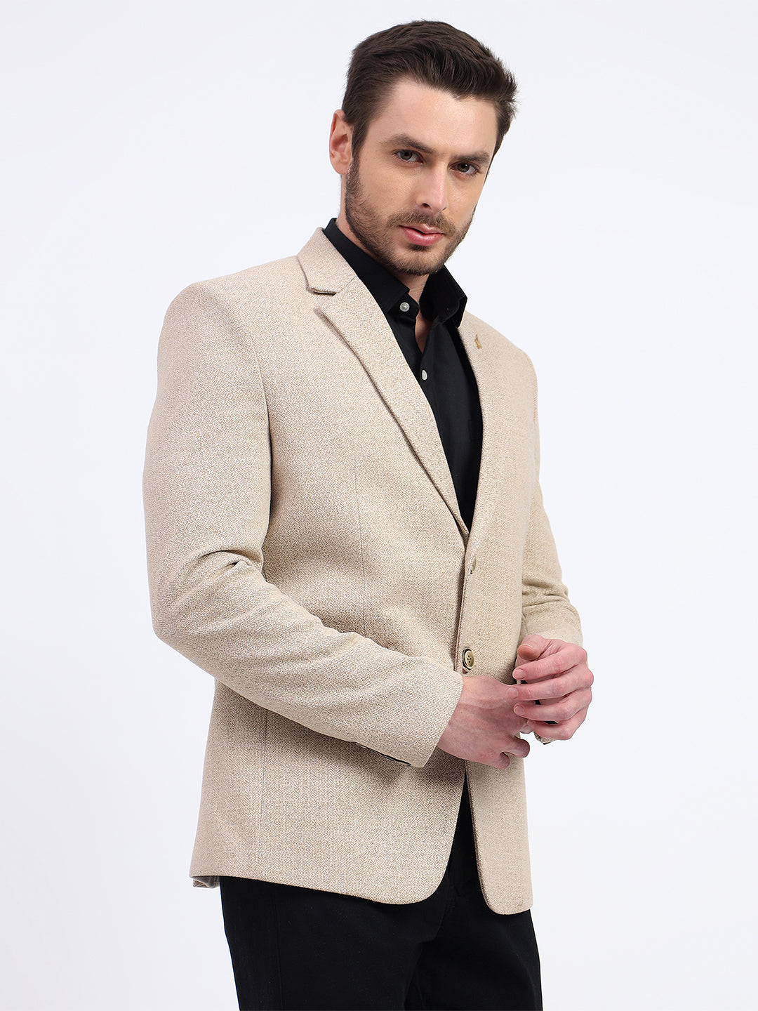 Darelooks Men's Classic Tweed Blazer for Office & Formal Wear (Light Brown)