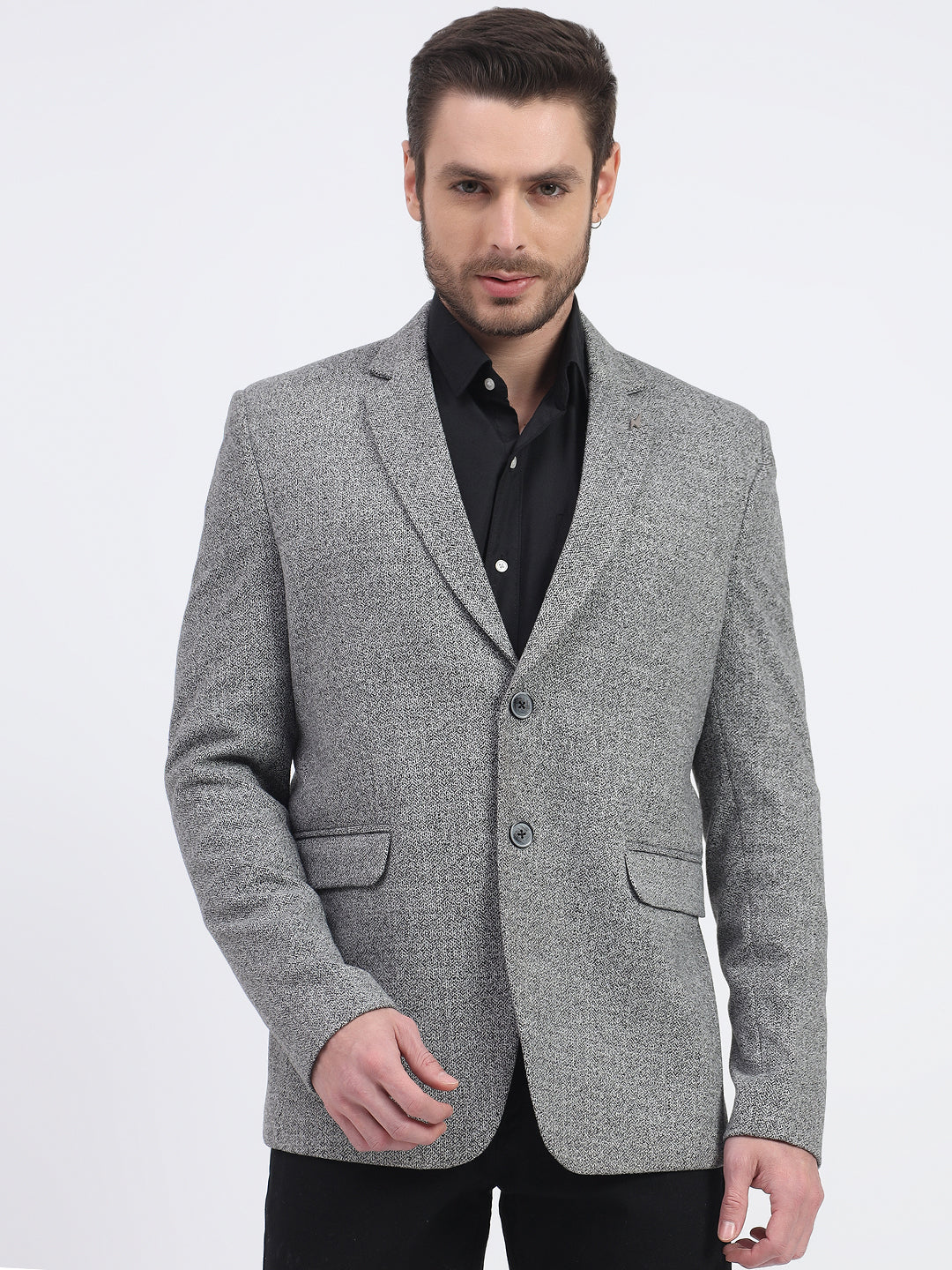 Darelooks Men's Classic Tweed Blazer for Office & Formal Wear (Dark Gray)