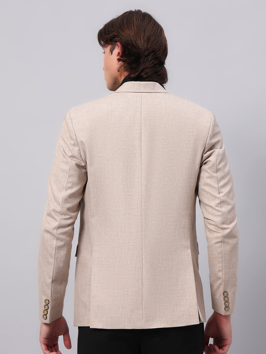 Men's Beige Slim Fit Blazer Single-Breasted Formal Party Blazer