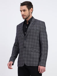 Darelooks Men's Slim Fit Checked Tweed Blazer for Office Wear (Blue)