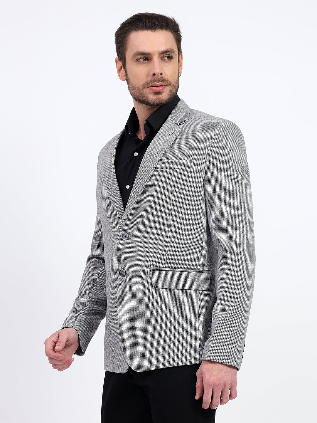 Darelooks Men's Classic Tweed Blazer for Office & Formal Wear (Gray)