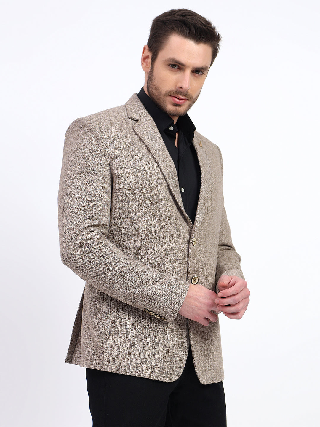 Darelooks Men's Classic Tweed Blazer for Office & Formal Wear (Dark Brown)