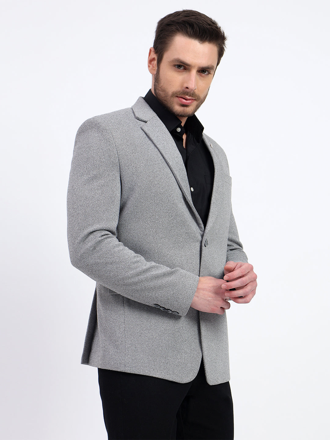 Darelooks Men's Classic Tweed Blazer for Office & Formal Wear (Gray)