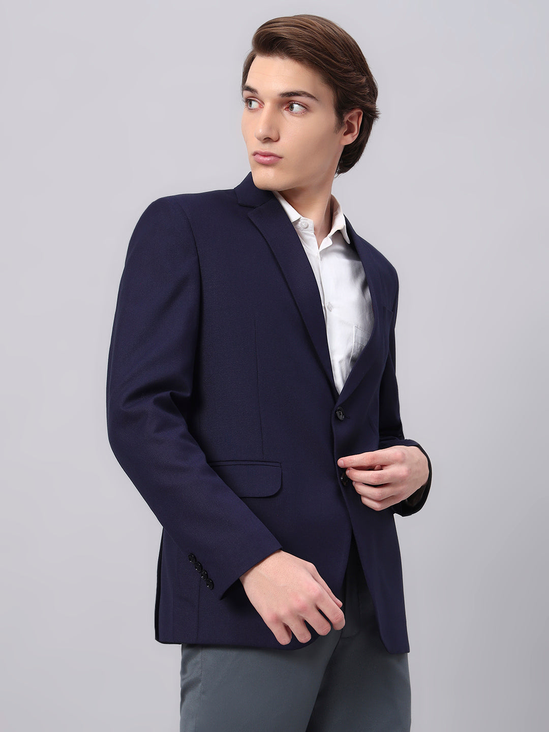 Men's Navy Blue Slim Fit Blazer Single-Breasted Formal Party Blazer