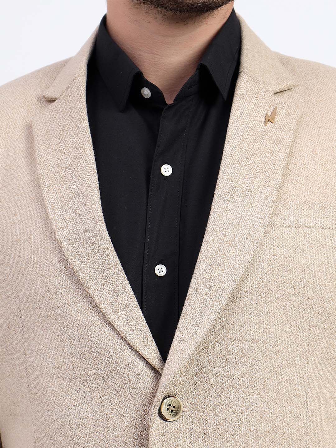 Darelooks Men's Classic Tweed Blazer for Office & Formal Wear (Light Brown)