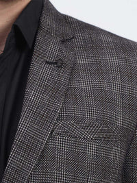 Darelooks Men's Slim Fit Checked Tweed Blazer for Office Wear (Black)
