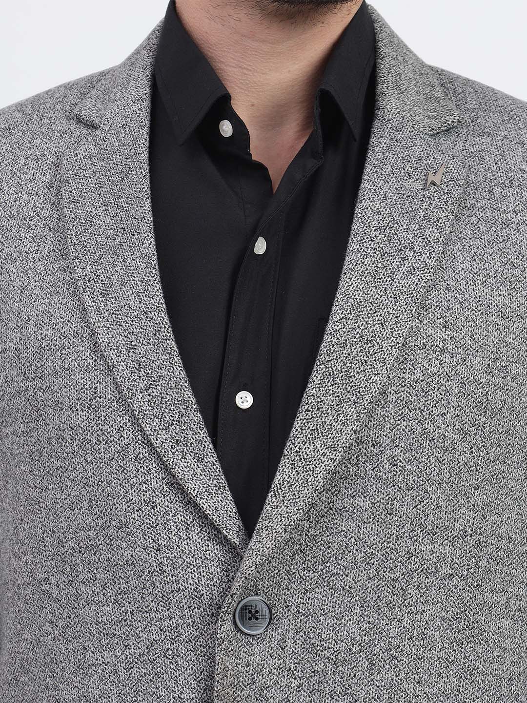 Darelooks Men's Classic Tweed Blazer for Office & Formal Wear (Dark Gray)