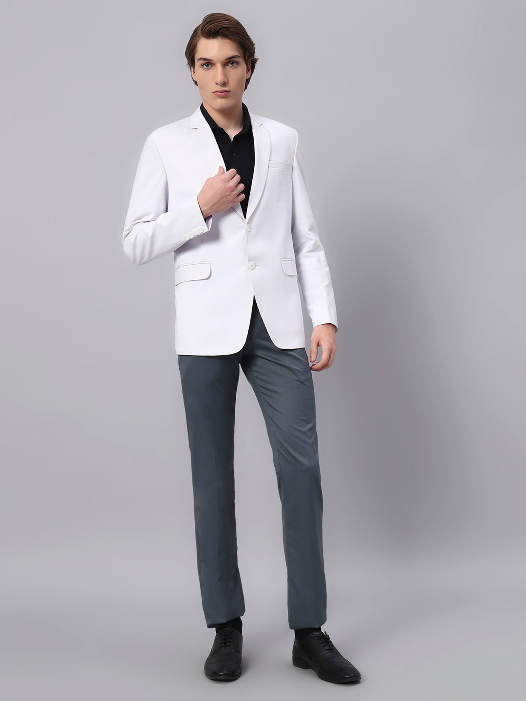 Men's White Slim Fit Blazer Single-Breasted Formal Party Blazer