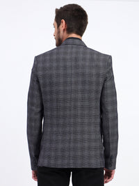 Darelooks Men's Slim Fit Checked Tweed Blazer for Office Wear (Blue)