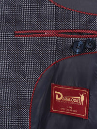 Darelooks Men's Slim Fit Checked Tweed Blazer for Office Wear (Blue)