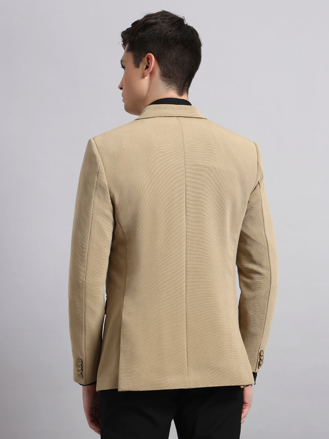 Clean and minimal style with beige stretch blazer for men