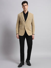 Comfortable slim fit beige stretch blazer for everyday wear
