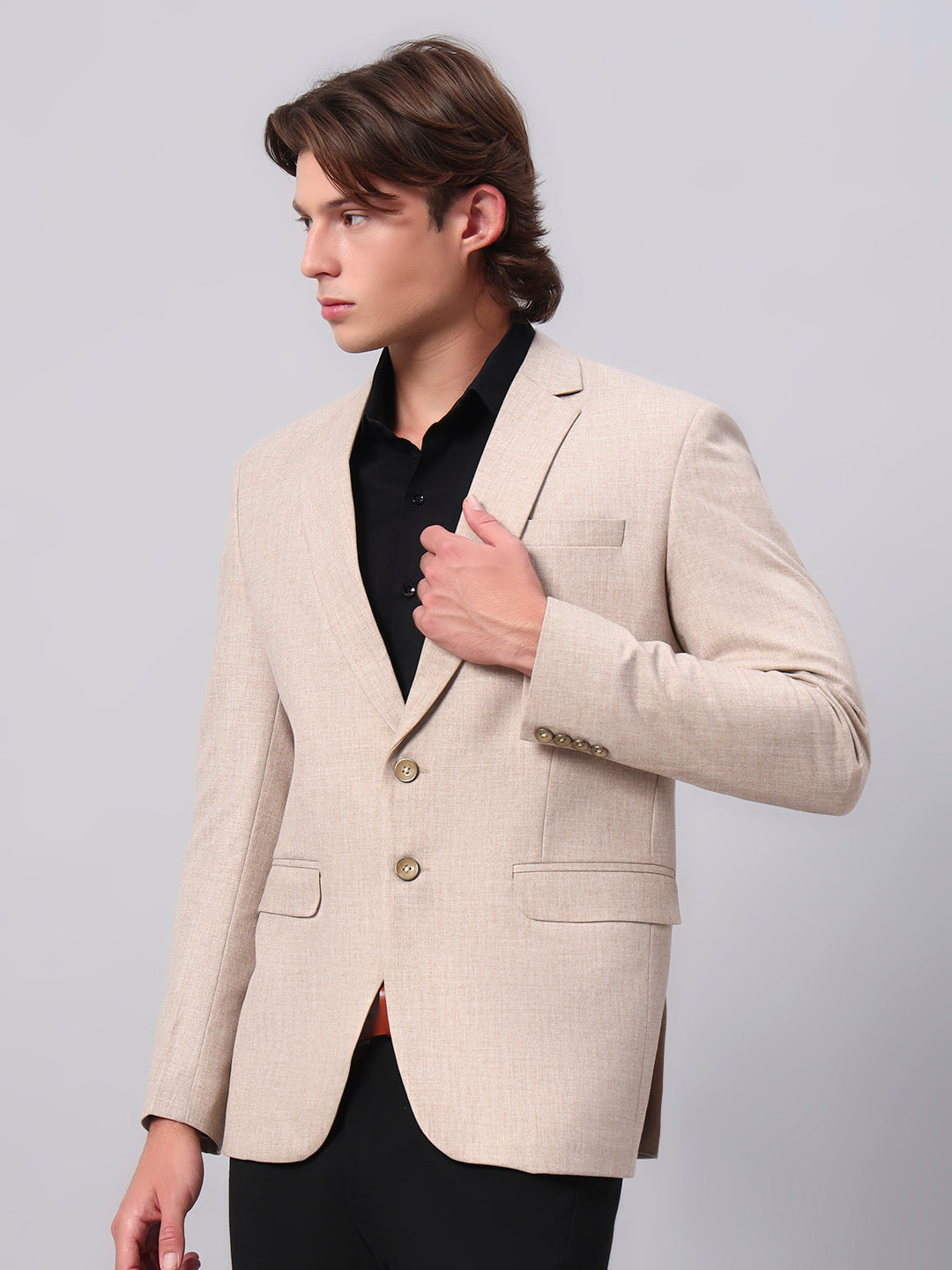 Effortless smart casual styling with beige blazer
