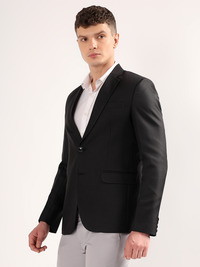 Refined tailoring and premium finish of black blazer