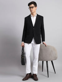 Modern formal styling with black stretchable blazer