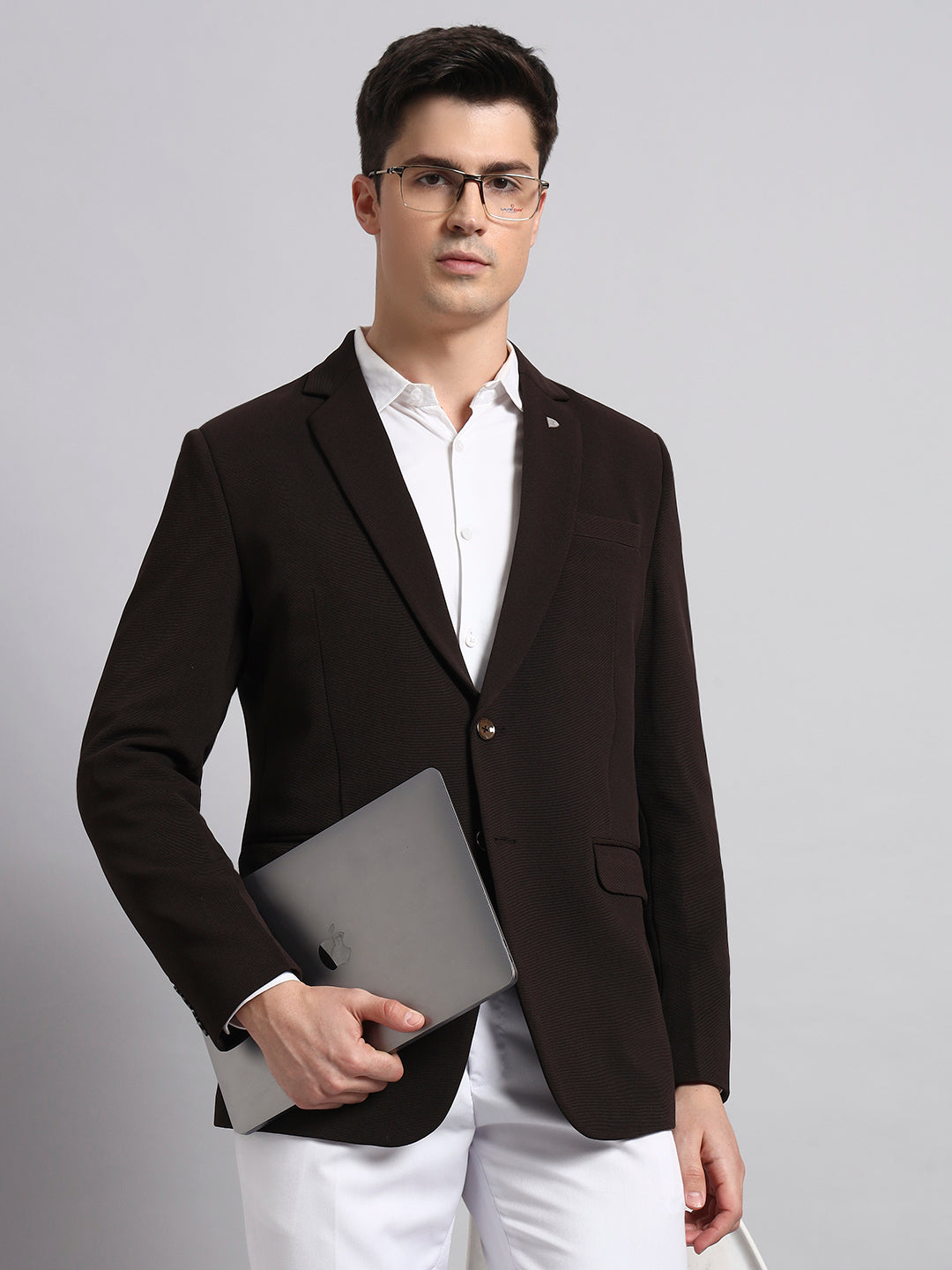 Rich brown stretchable blazer styled in earthy modern fashion look