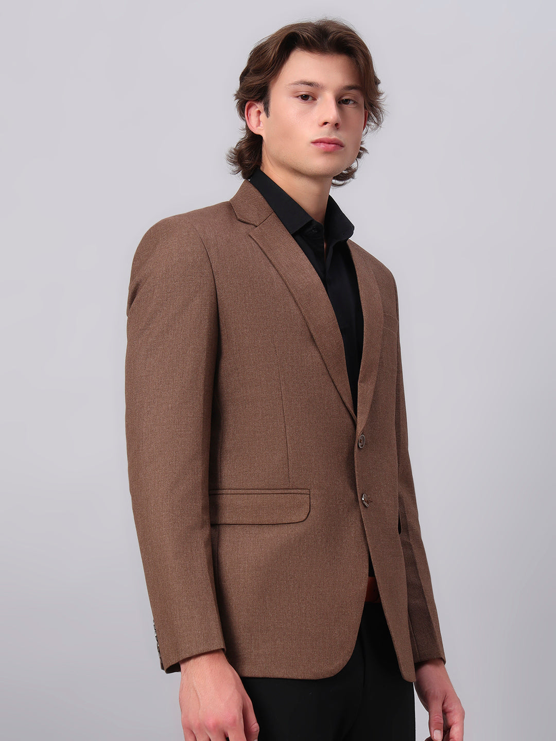 Clean minimal styling with brown viscose blazer