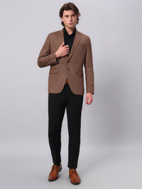 Refined tailoring and premium finish of brown blazer
